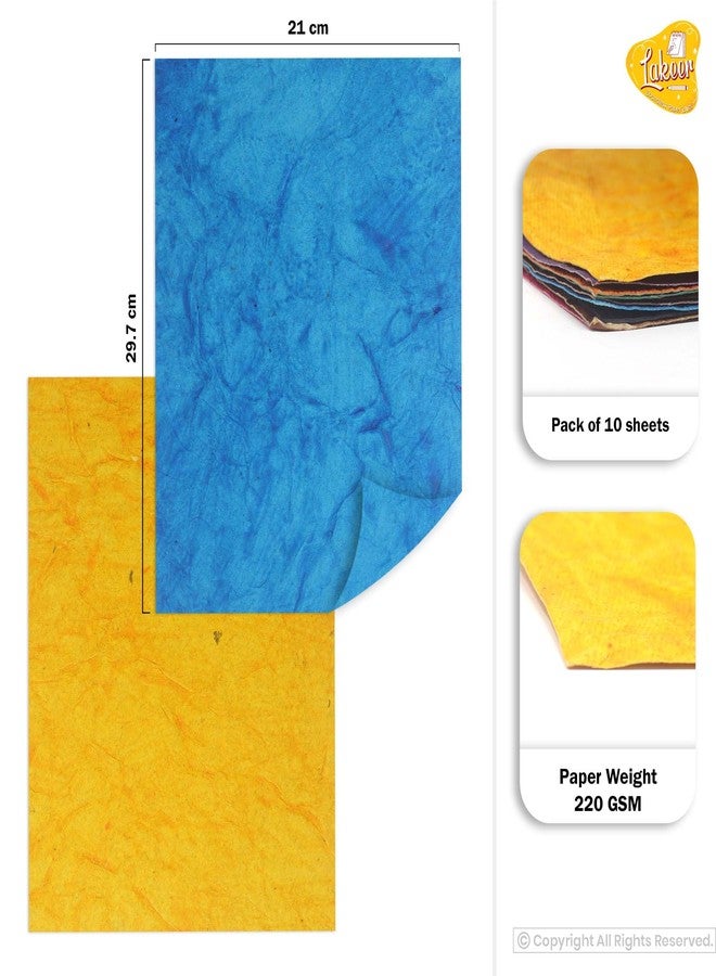 Lakeer A4 Handmade Paper Thick Mulberry Paper Pack Of 10 Sheets,29.7Cm X 21Cm Decorative Diy Craft Tear Bears Paper Piecing Scrapbook Wedding Decorative Making Flower Card Invitation,Watercolor - Image 3